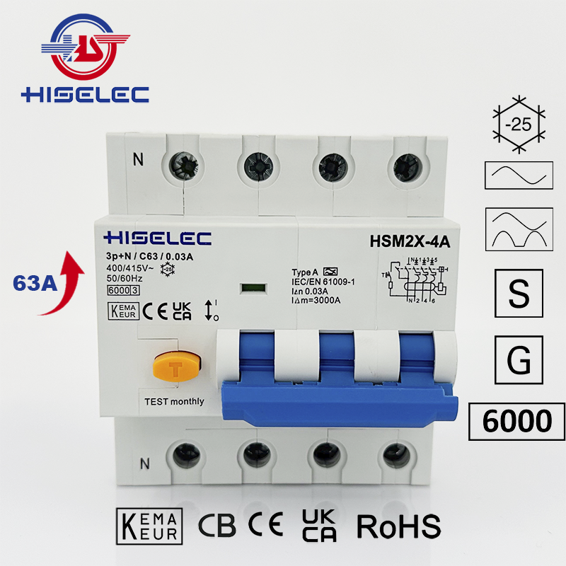 漏电保护开关RCBO HSM2X-4A type A 6kA