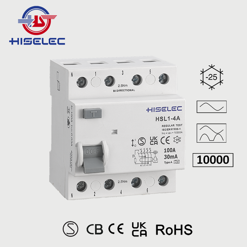 RCCB HSL1-4A type A 10kA 3P+N