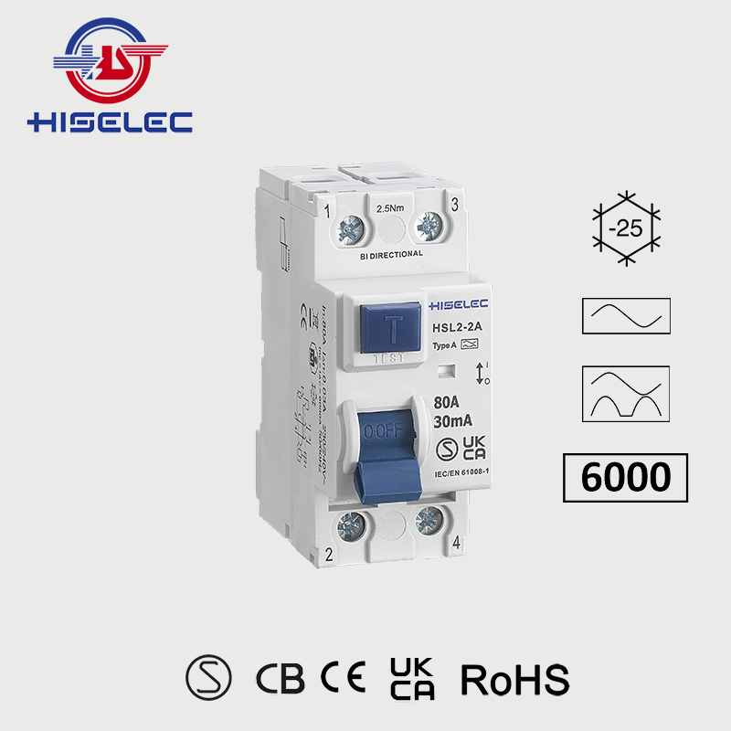 漏电断路器RCCB HSL2-2A type A 6kA 1P+N